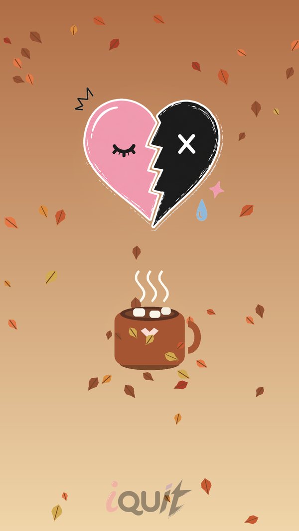 Fall iquit heart with autumn leaves and hot chocolate wallpaper